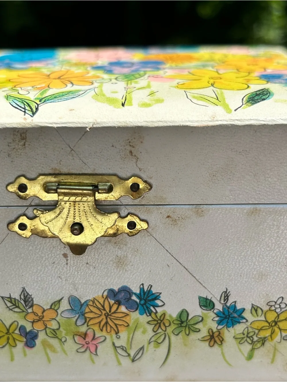 Vintage BOHO Musical Jewelry Box Ballerina Floral Keepsake Japan call outs